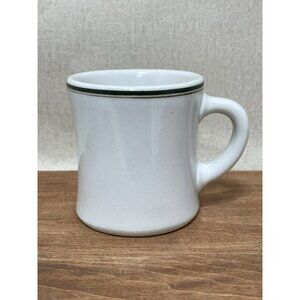 Vintage Victor Heavy Diner Mug Green Stripe USA Pottery Cup Chunky Chubby